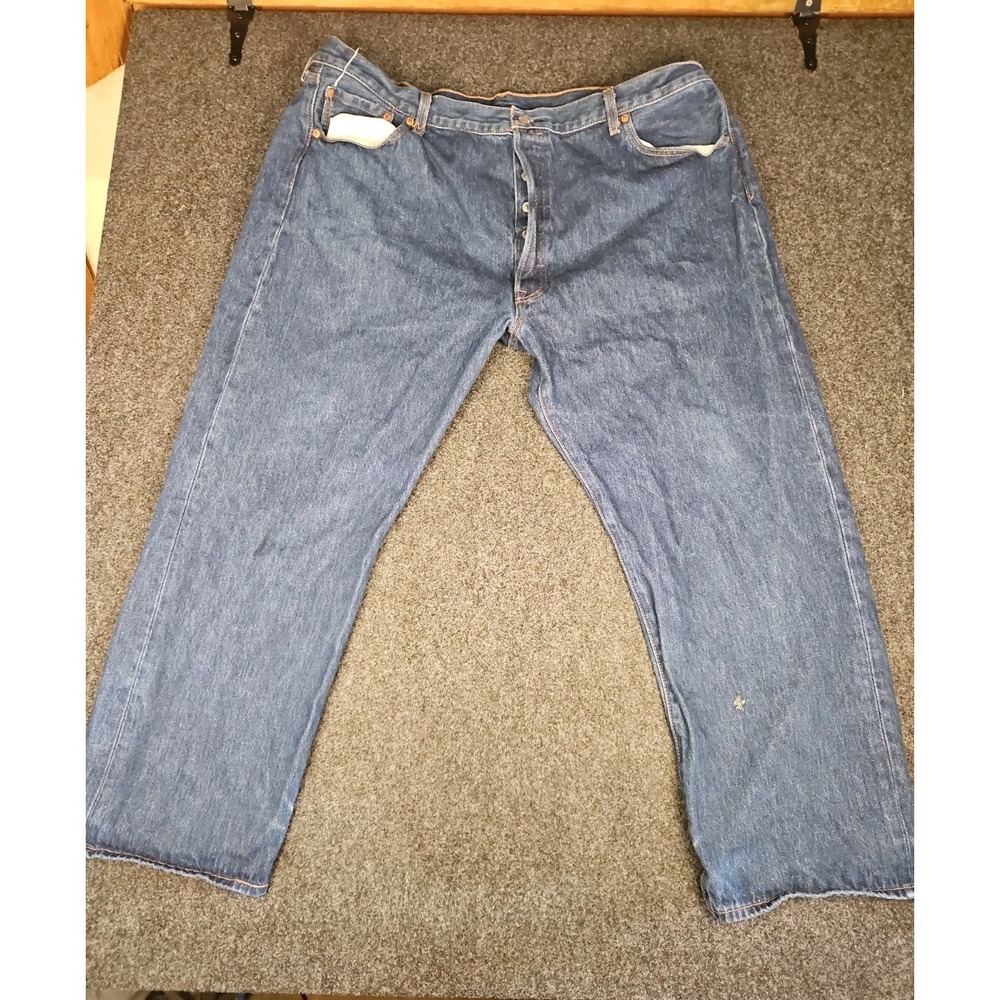 Levi's 501 Men's Jeans Button Fly Dark Blue Stonewash Big & Tall W46/L30